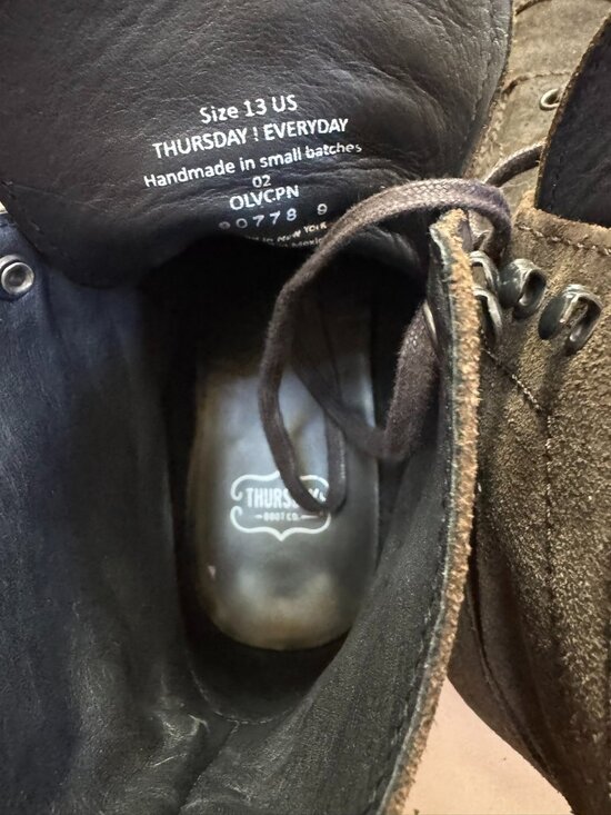 Thursday Boot Co. Captain Boot in Dark Olive Suede (Size 13) main image 5